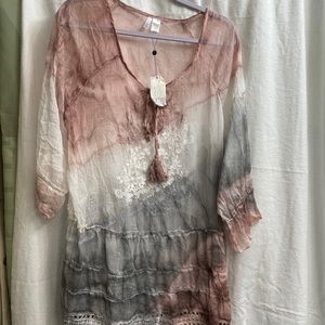 Kaktus NWT long sleeve tye dye sheer boho blouse xl